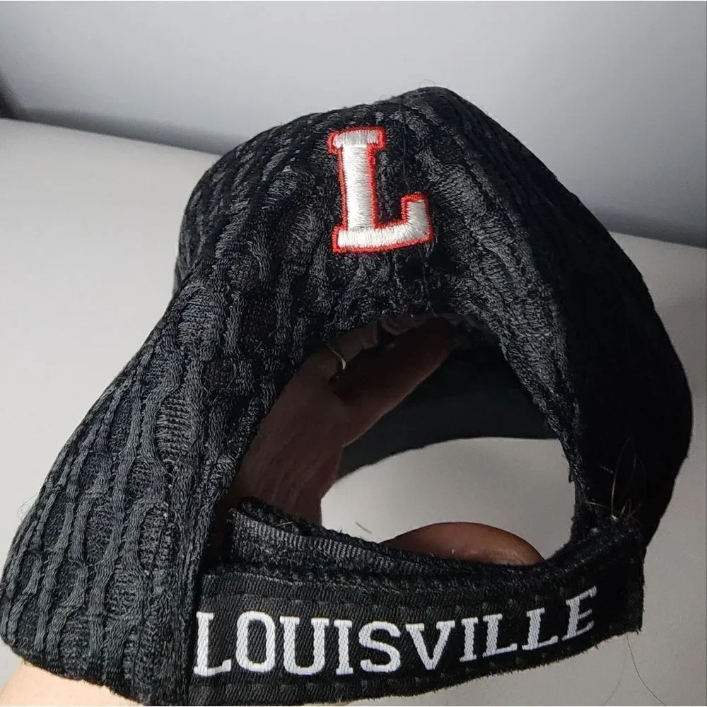 University of Louisville Cardinals Mesh Baseball Black Hat Cap Adjustable